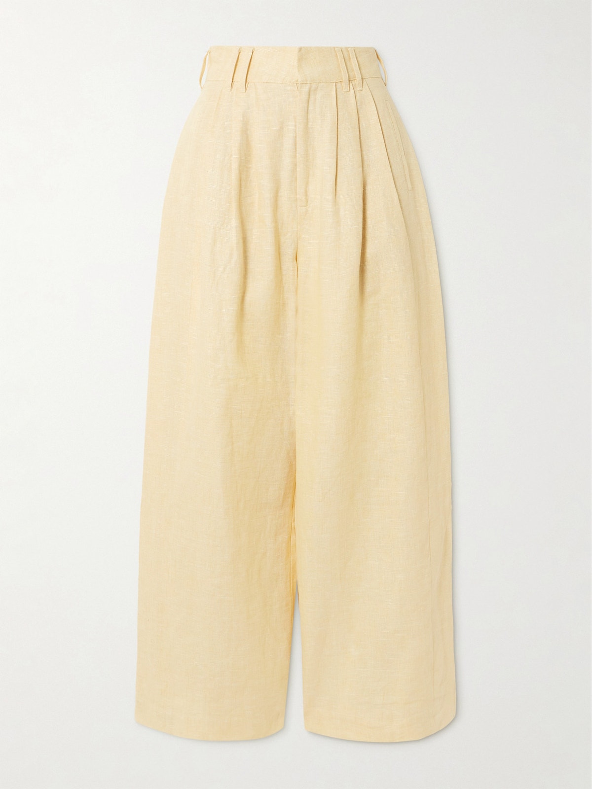 Posse Parker Linen Wide Leg Pleated Trousers Rio Yellow High Rise Pants Small 26